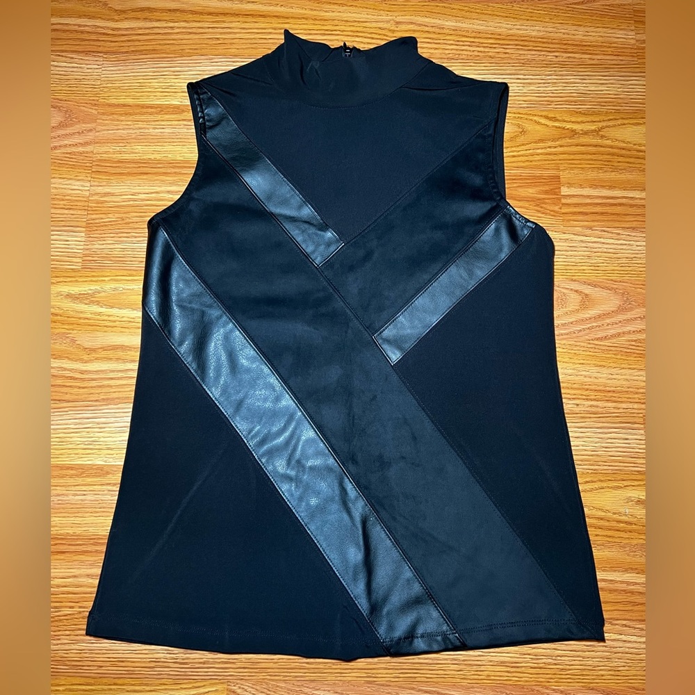 Mixed-Media Mock-Neck Top